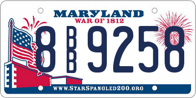 MD license plate 8BB9258