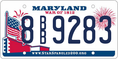 MD license plate 8BB9283