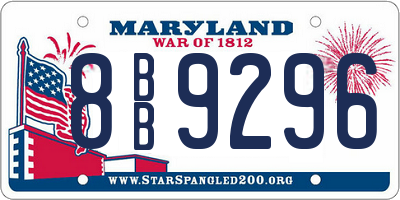 MD license plate 8BB9296