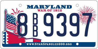 MD license plate 8BB9397
