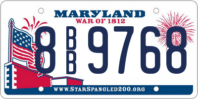 MD license plate 8BB9768