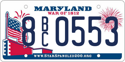 MD license plate 8BC0553