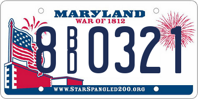 MD license plate 8BD0321