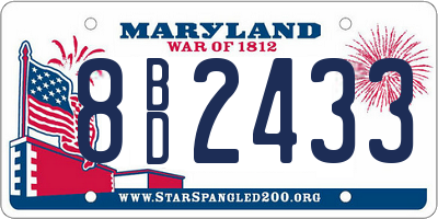 MD license plate 8BD2433