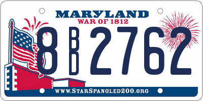 MD license plate 8BD2762