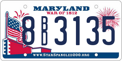MD license plate 8BD3135
