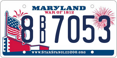 MD license plate 8BD7053
