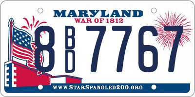 MD license plate 8BD7767