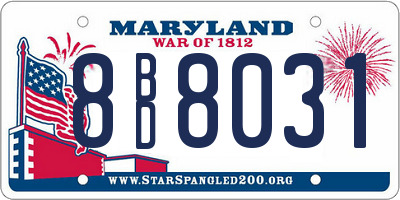 MD license plate 8BD8031