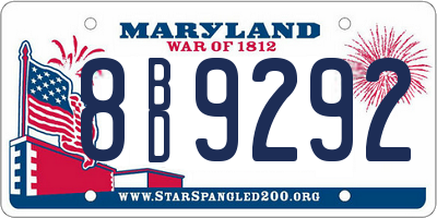 MD license plate 8BD9292