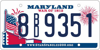 MD license plate 8BD9351