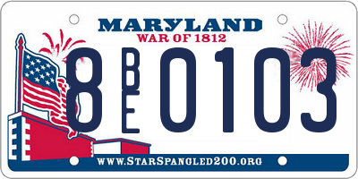 MD license plate 8BE0103