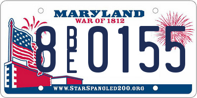 MD license plate 8BE0155