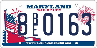 MD license plate 8BE0163