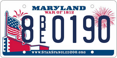 MD license plate 8BE0190