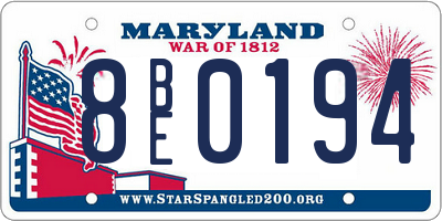 MD license plate 8BE0194