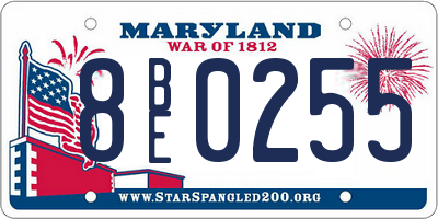 MD license plate 8BE0255
