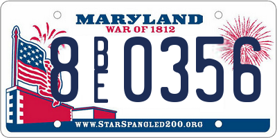 MD license plate 8BE0356