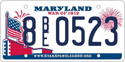 MD license plate 8BE0523