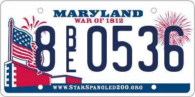 MD license plate 8BE0536
