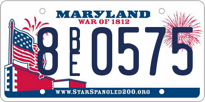 MD license plate 8BE0575