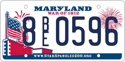 MD license plate 8BE0596