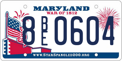 MD license plate 8BE0604