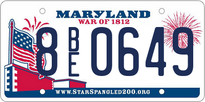 MD license plate 8BE0649