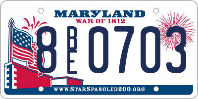 MD license plate 8BE0703