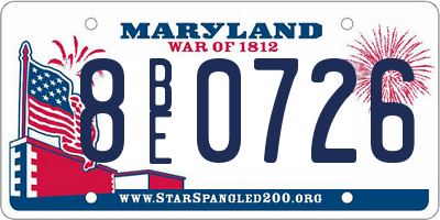 MD license plate 8BE0726