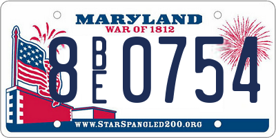 MD license plate 8BE0754