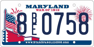 MD license plate 8BE0758