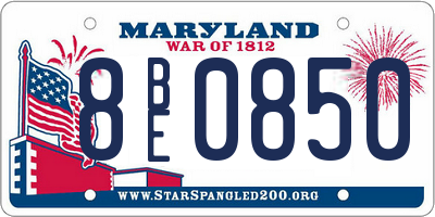 MD license plate 8BE0850