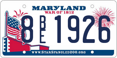 MD license plate 8BE1926