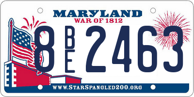MD license plate 8BE2463