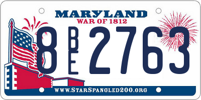 MD license plate 8BE2763