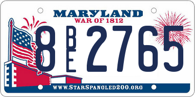 MD license plate 8BE2765