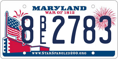 MD license plate 8BE2783