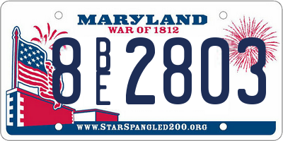 MD license plate 8BE2803