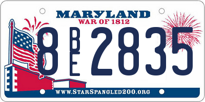 MD license plate 8BE2835