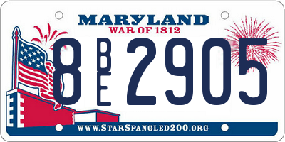 MD license plate 8BE2905