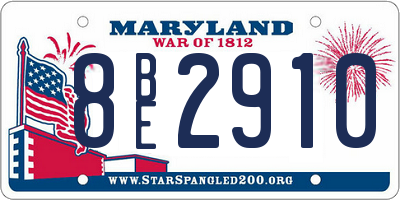 MD license plate 8BE2910