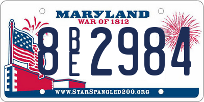 MD license plate 8BE2984