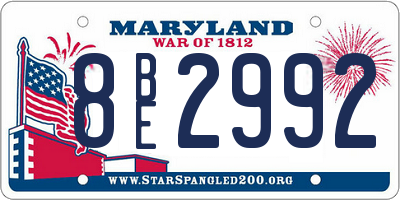 MD license plate 8BE2992