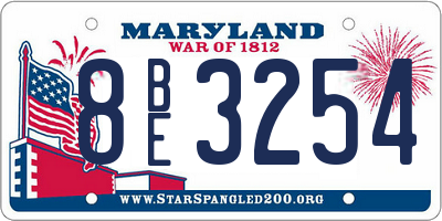 MD license plate 8BE3254