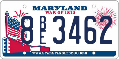 MD license plate 8BE3462