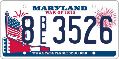 MD license plate 8BE3526