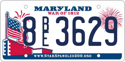 MD license plate 8BE3629