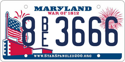MD license plate 8BE3666