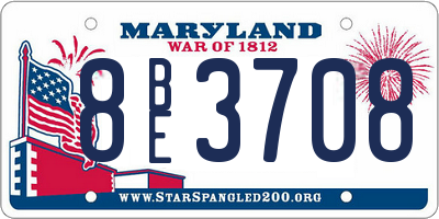 MD license plate 8BE3708
